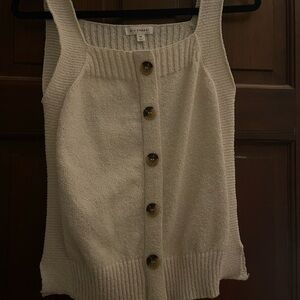 Blu Pepper Cream Knit Button-Up Top